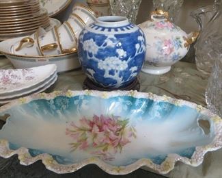 Antique Hand Painted Celery/relish Dish/tray