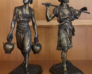 Pair early 20th century bronzes in the manner of Emile Pinedo and Marcel Debut