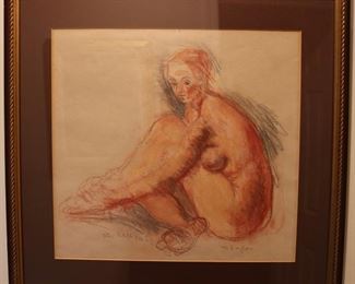 Original Moses Soyer colored pencil