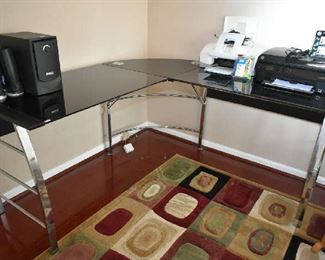 GLASS TOP DESK, PRINTERS