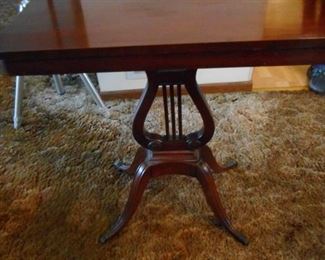 Vintage Mahogany Lyre Table. OPENED