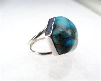 Size 9 - 925 Sterling Silver & Turquoise Ring