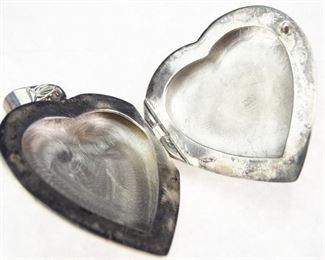 Etched Sterling Silver Heart PendantCharm