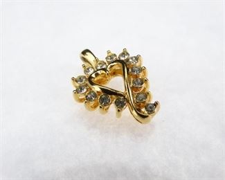GoldColored Heart Pendant with CZ Stones
