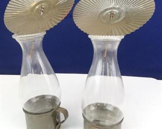 Vintage Lamps with Original Tin Reflectors