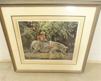 Boy His Donkey Framed Print