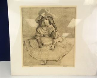 Vintage, Artist Signed Ink Art Piece on Parchment