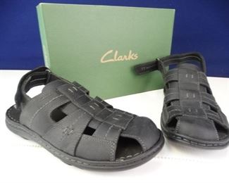 Clarks Black Leather Sandals, Size 8M