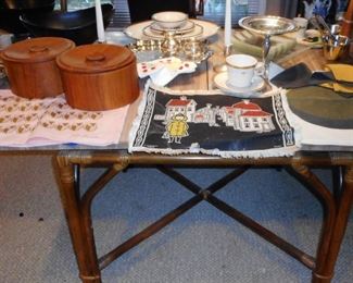 Mid Century Rattan Dining Table.