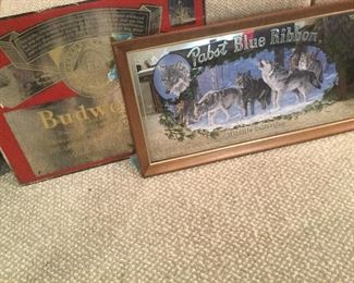 Budweiser Without Frame. Pabst Blue Ribbon Wild Life Mirror in Frame