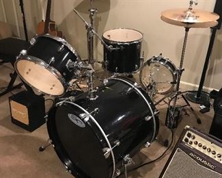 Drum set, Guitars and Amp