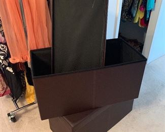Pair of vinyl upholstered storage trunk boxes