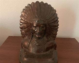 Indian head bookends (very heavy metal)