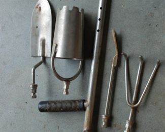 Unique set of yard tools with tailored handle for leverage.