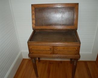 Desk with top open