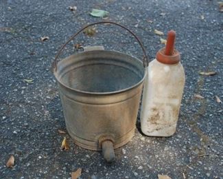 Calf Nursing bottle, vintage nursing bucket