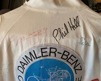 *Signed* AC Volz Mercedes Race Suit Coveralls	Sz 52-54		(signed by Drivers, including;  Phil Hill & Stirling Moss )