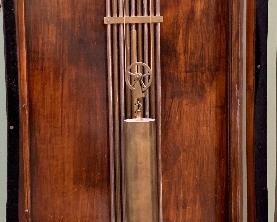 Antique French Walnut Longcase Wall Clock 63x27x7.5in HxWxD As-IS Damaged Glass