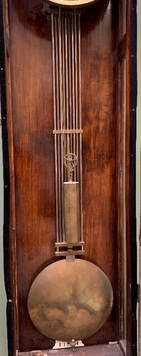Antique French Walnut Longcase Wall Clock 63x27x7.5in HxWxD As-IS Damaged Glass