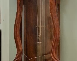 Antique French Walnut Longcase Wall Clock 63x27x7.5in HxWxD As-IS Damaged Glass