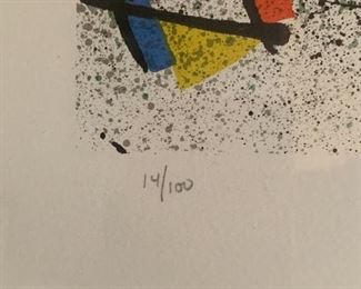 Joan Miro Sculpture II Signed/Numbers Lithograph w/ COA #14/100	Frame: 40x30in 