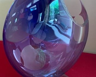 Peter Vanderlaan Studio Art Glass Disc Sculpture cut glass	12in diameter