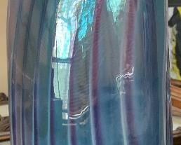 Signed Studio Glass Art Vase 17inH