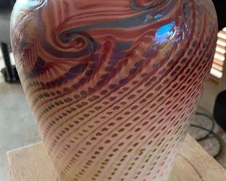 Bruce Freund Art Glass Vase	10inH	