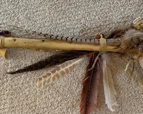 Red Hawk Ceremonial Peace Pipe Native American 40in long