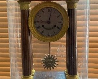 Antique French Empire Portico clock	28in H		