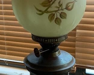 Antique Duplex England Hurricane Oil Lamp 20in H