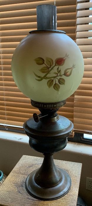 Antique Duplex England Hurricane Oil Lamp	20in H		