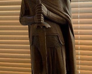 Hand Carved Soldier Statue 31inH