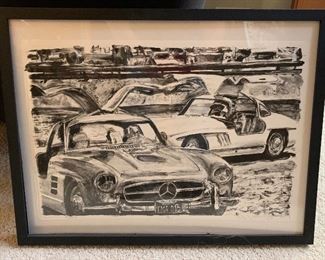 *Signed Jim Jermantowicz Artist Litho Mercedes-Benz Gull Wing Parade	 