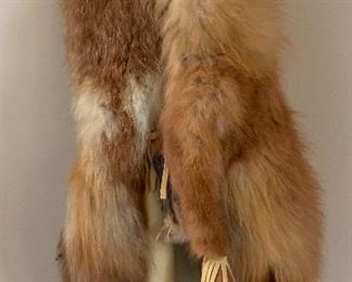 Native American Fox Pelt Talking Stick	 