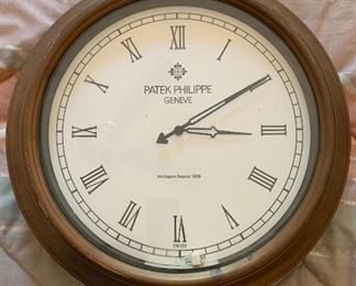 Patek Philippe Hanging Dealer Clock double sided	18in Diameter
