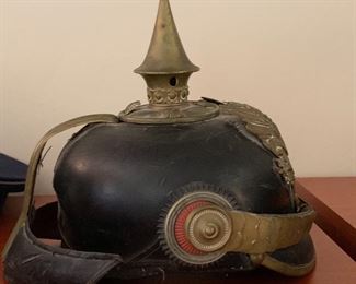 WWI Imperial German Pickelhaube Spike helmet leather 	