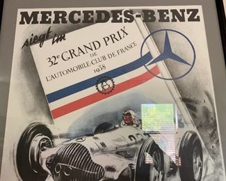 Signed 2 set Mercedes Benz Poster/Pewter Model	