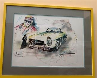 Mercedes Auto Salon Yellow Frame Signed	