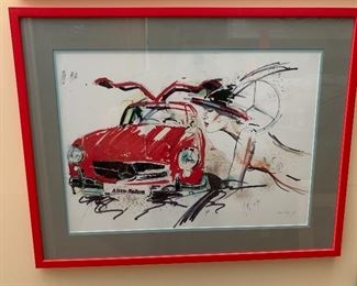 Mercedes Auto Salon Red Frame Signed