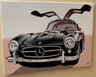 Mercedes Convertible Original Art Signed DR	 