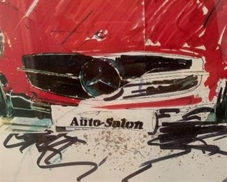 Mercedes Auto Salon Red Frame Signed	