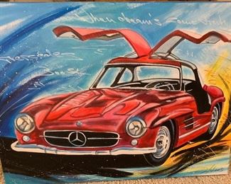 Red Mercedes Gullwing Art Lg	 