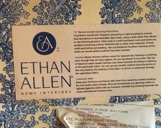 Ethan Allen Blue/White Chair W/ Ottoman 	34x33x37in	HxWxD
