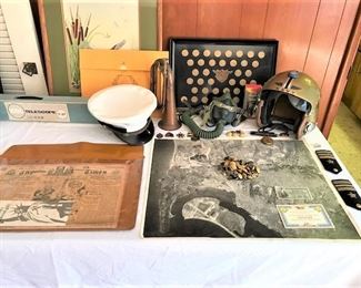 Navy Flight Helmet w/Oxygen Mask & many Navy Uniform Buttons