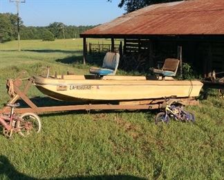 14’ Fiberglass Gator Boat & Trailer W/ No Motor 