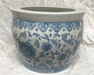 LAQ0989 Blue and White Oriental Fishbowl Planter 14" Diameter https://www.ebay.com/itm/113848480947