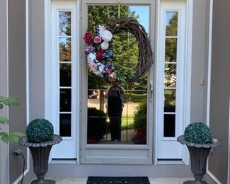 planters and wreath