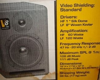 Basement: Two original boxes to the V8 speakers are in the basement and are included with the purchase of the pair of speakers. You can see the specs of the speakers that are on the box.