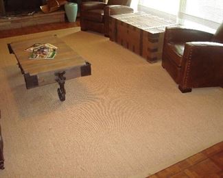 Family Room: The RESTORATION HARDWARE sisal rug with cotton border measures 10' x 14.'